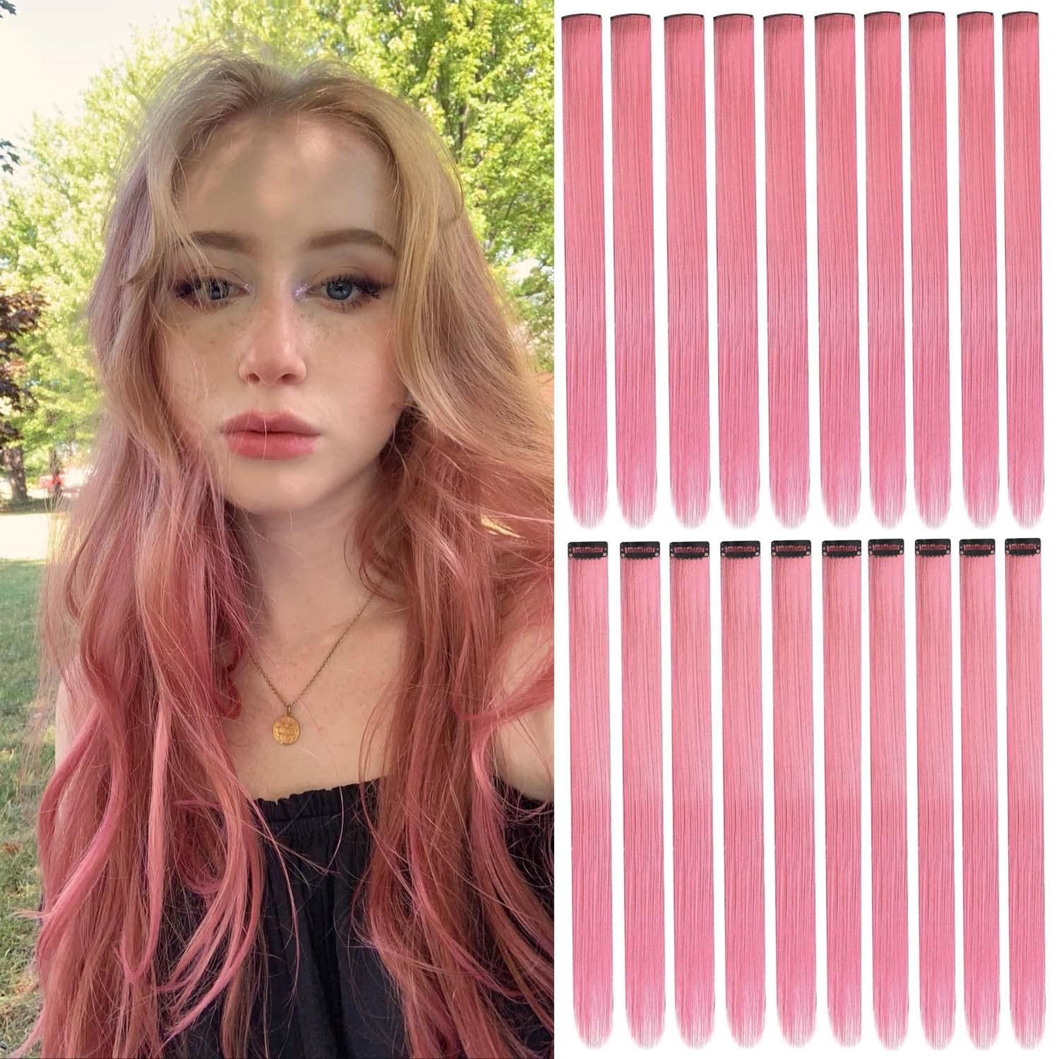 Wiysday 20PCS Colored Hair Extensions 22 Inch Straight