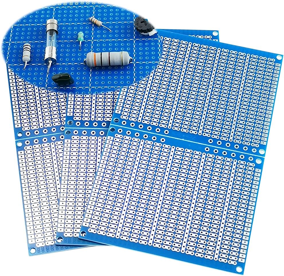 6PCS Solderable Breadboard,824 Holes 70x90x1.6mm PCB Board for DIY Prototype Soldering and Electronic Project with Arduino Kits, Blue