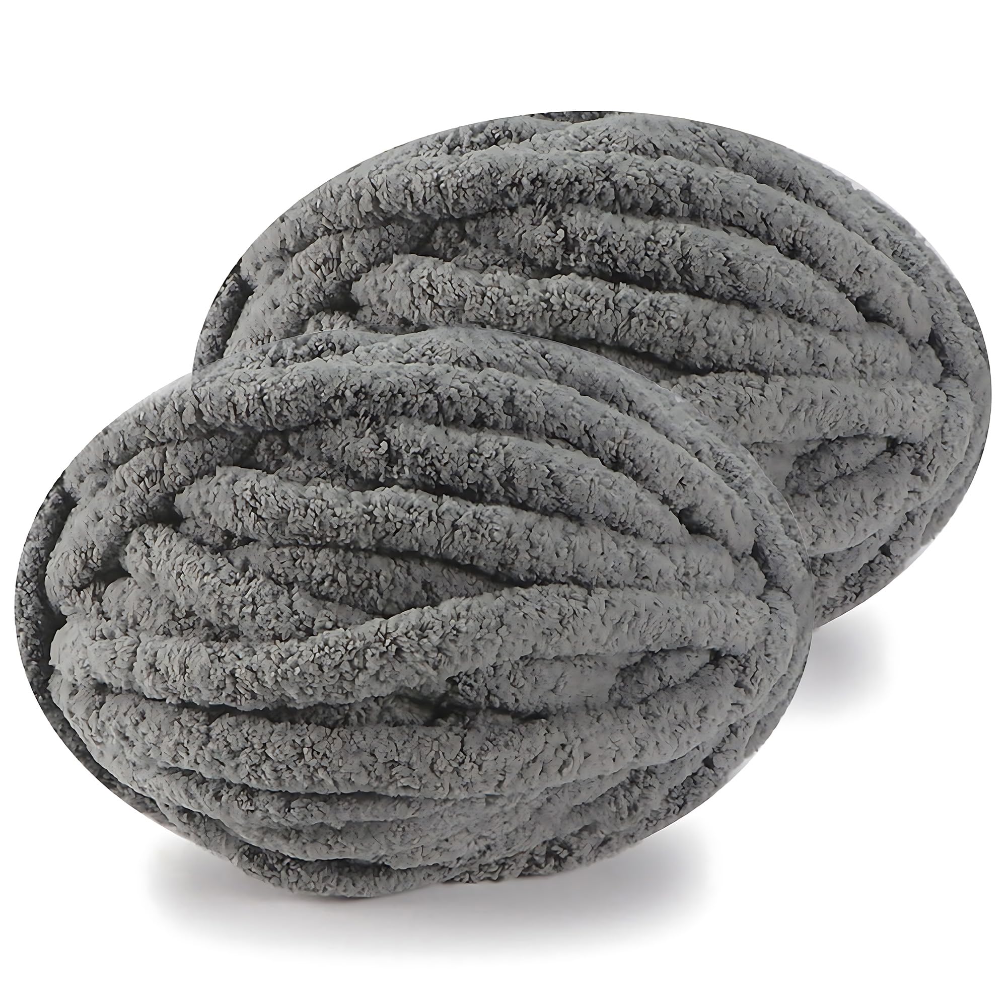 DISDADA Chunky Yarn for Hand Knitting 2 × 250g, Fluffy Thick Jumbo Wool Yarn Blanket (Gray) — image 1