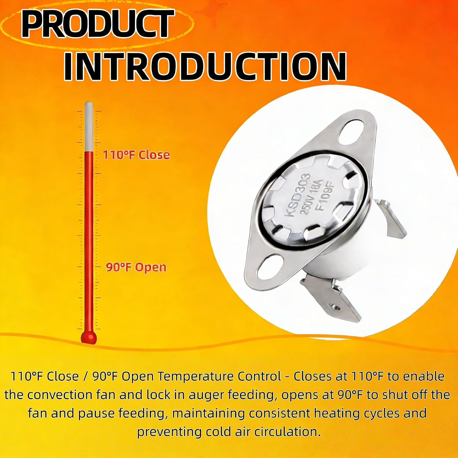 80610 Thermodisc C-E-090-22C Low Limit Proof of Fire Switch - Fit for Breckwell P22 P23 P24 P26 P2000 P2700 & US Stove 5040 Pellet Stoves
