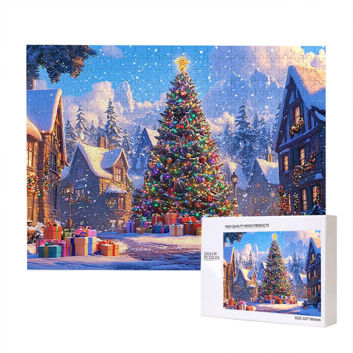 Jigsaw Puzzle, 2000 Pezzi Puzzle Classici, Albero Di Natale Villaggio Puzzle Rilassamento Intelligence, Mpossibile Difficile Puzzle Impegnativo per Adulti Puzzle Gioco Familiare, Regalo Amore fr0-708