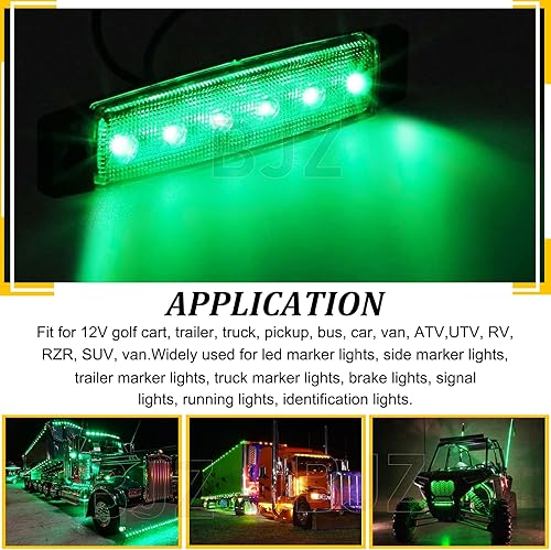 Miniatura 2 de BJZ luces LED para remolque verdes, 6 luces LED, barra de luz de señal de giro, indicador de luz de 3.8" para parte delantera y trasera,