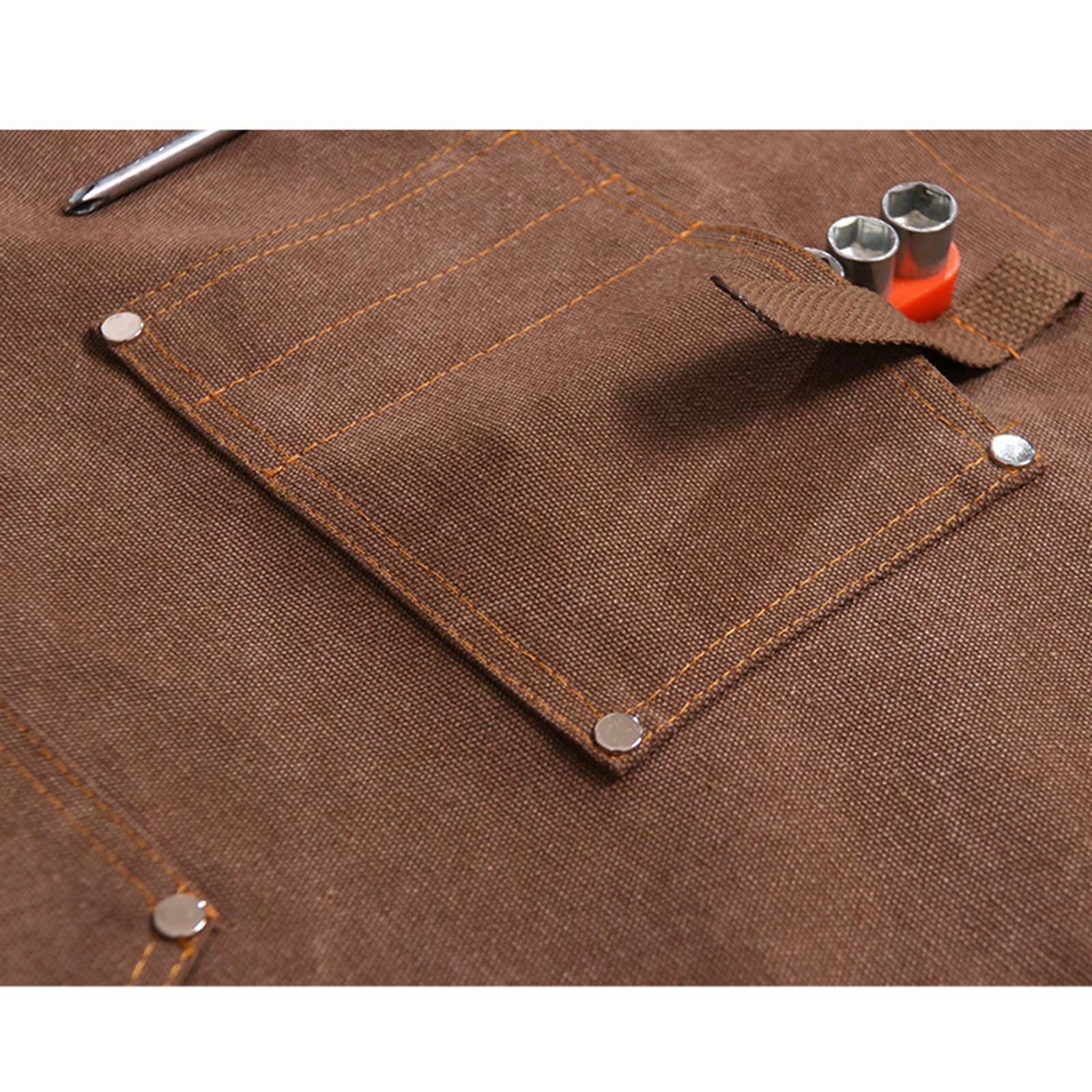 Delantales de trabajo, Delantal de lona con bolsillos, delantal chef espalda cruzada for hombre, mujer, camarero, carpintero, jardinería, amarillo