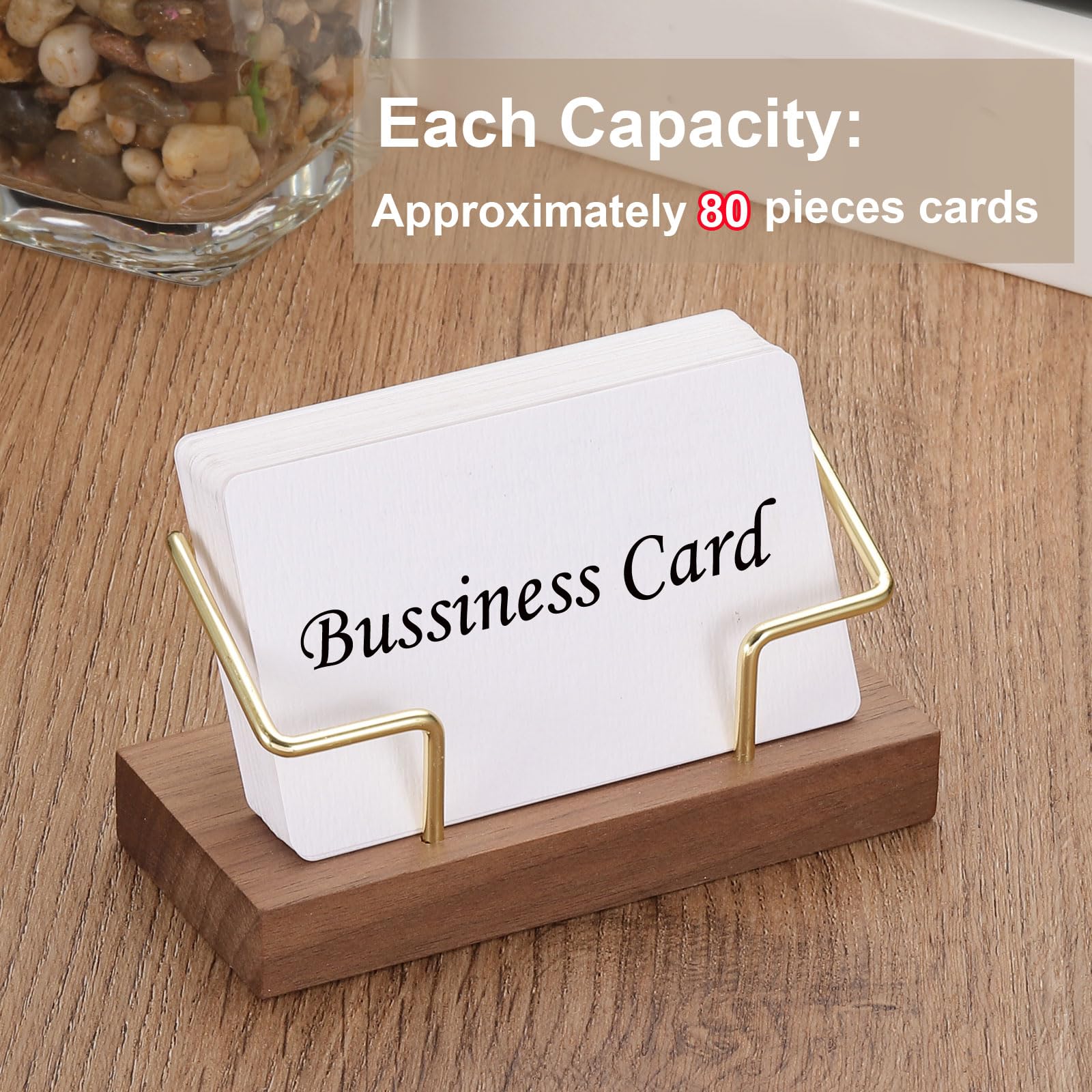 PATIKIL Wood Business Card Holder for Desk 2 Pcs Desktop Business Card Holder Wooden Name Card Display Stand Organizer for Office Home Exhibition Walnut Color - Image 4
