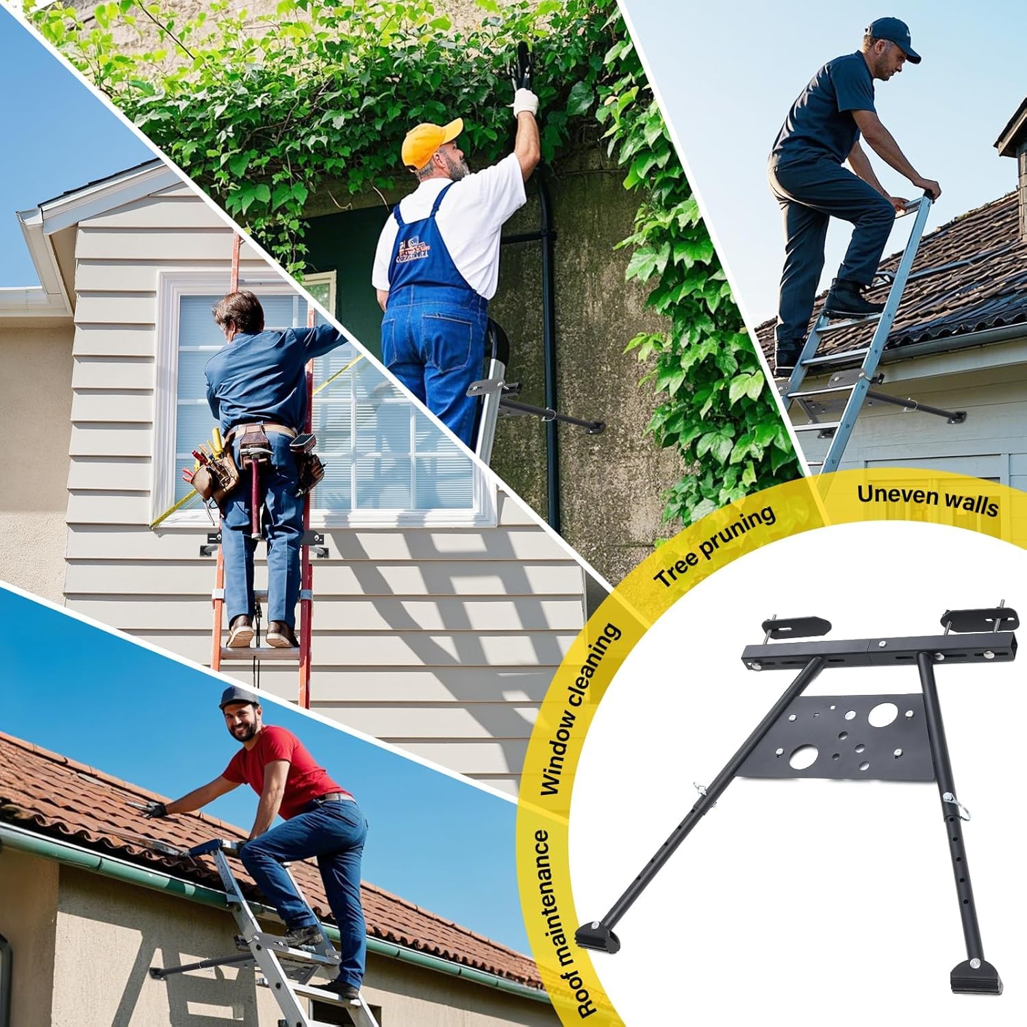 Leiterstabilisator, 51-75cm Leiterstabilisator für Dach mit Einstellbaren Beinenaus Premium-Stahl Trägt bis zu 150kg/Schwarz
