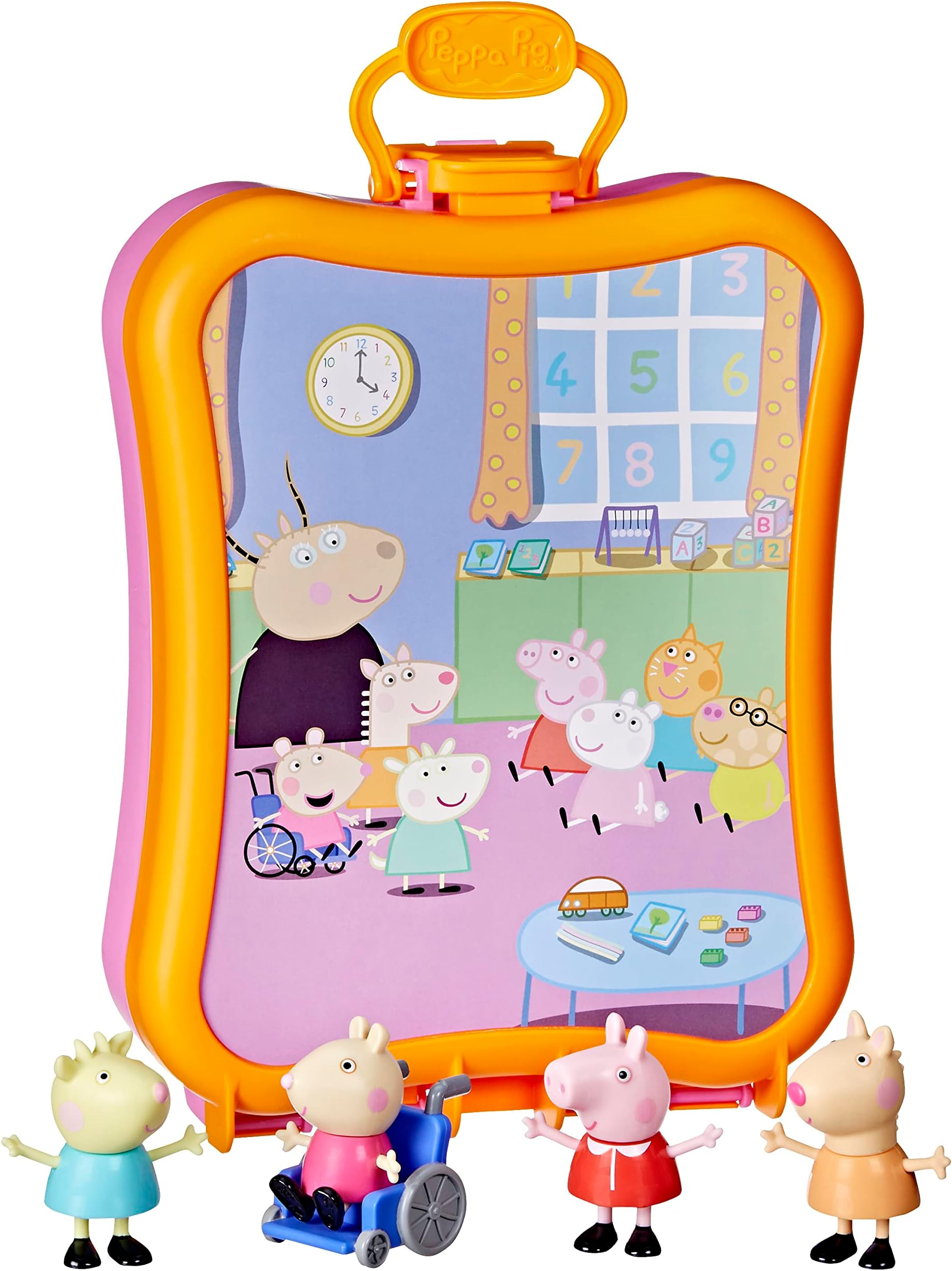 Peppa's Club Friends Carrying Case Playset, Includes 4 Figures, Back to School Toys for Kids, Classroom Preschool Gifts, Ages 3+