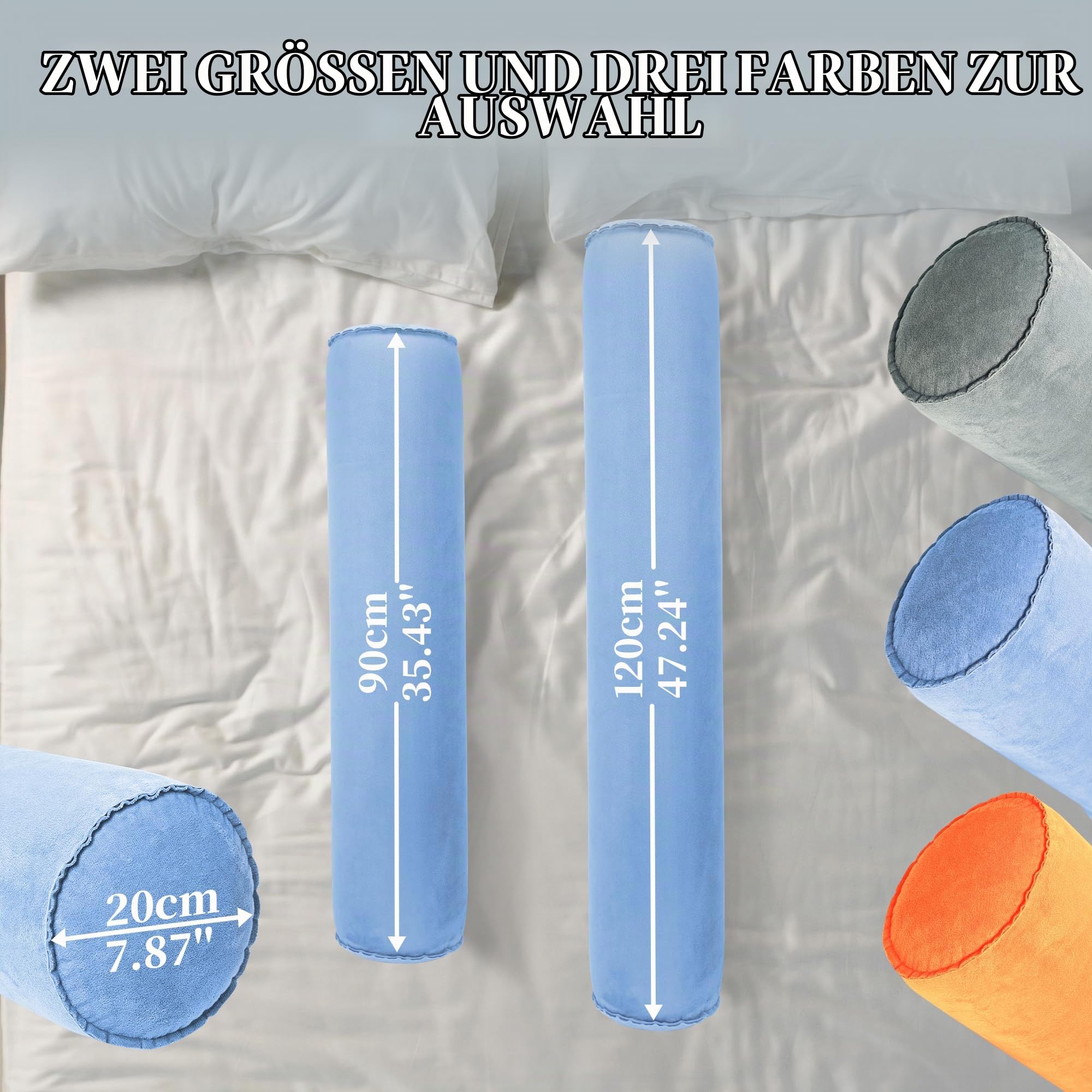 ONTYZZ Seitenschläferkissen Aufblasbar Körperkissen Erwachsene Kinder Kissen Seitenschläfer Komfortkissen für Umarmendes Schlafen Rücken Nacken Lagerungskissen 120 * 20CM