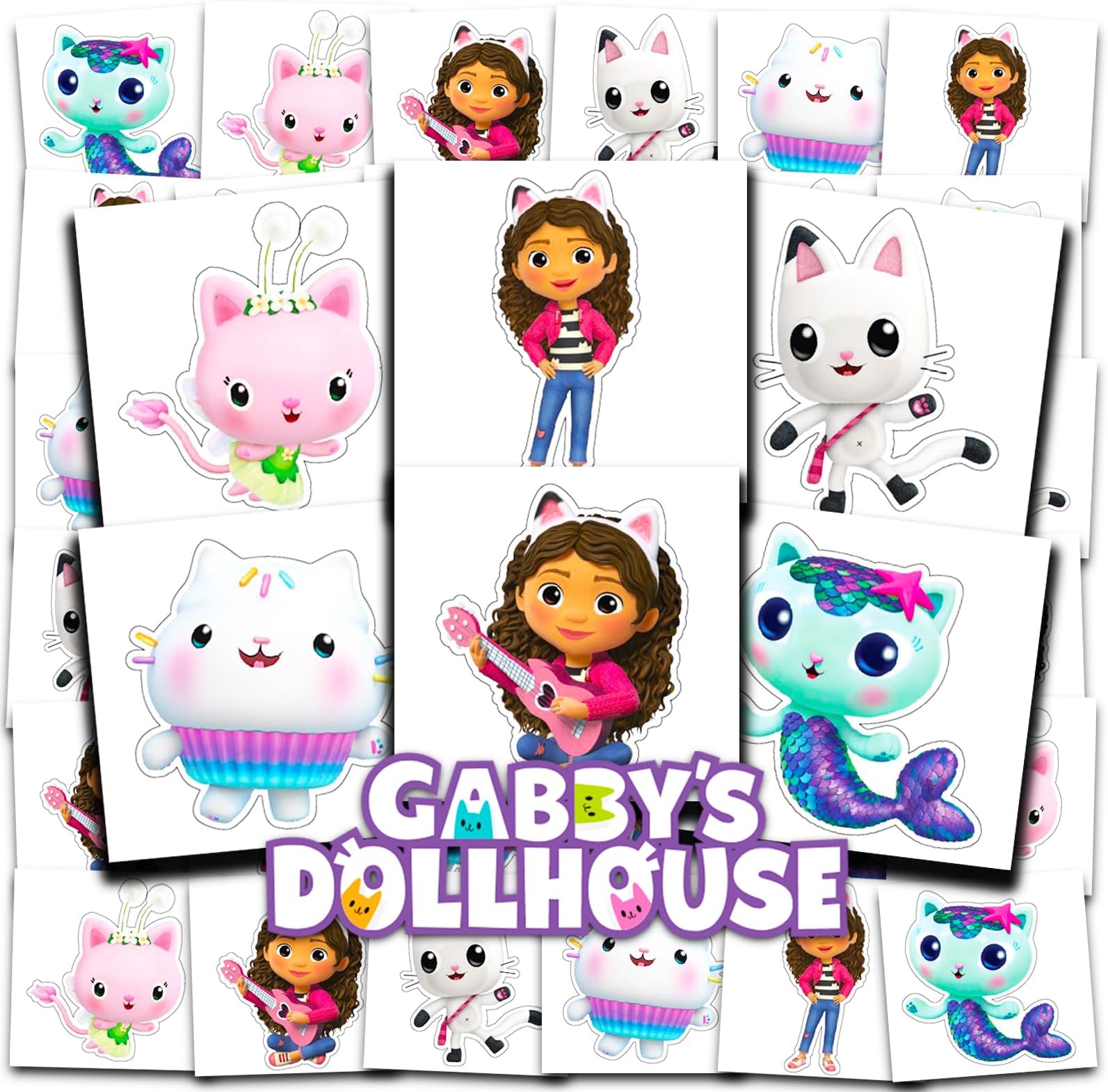 Gabby's Dollhouse Tattoos Party Favors Bundle ~ 72 Perforated Individual 2" x 2" Gabby's Dollhouse Temporary Tattoos for Kids Boys Girls (Gabby's Dollhouse Party Supplies)