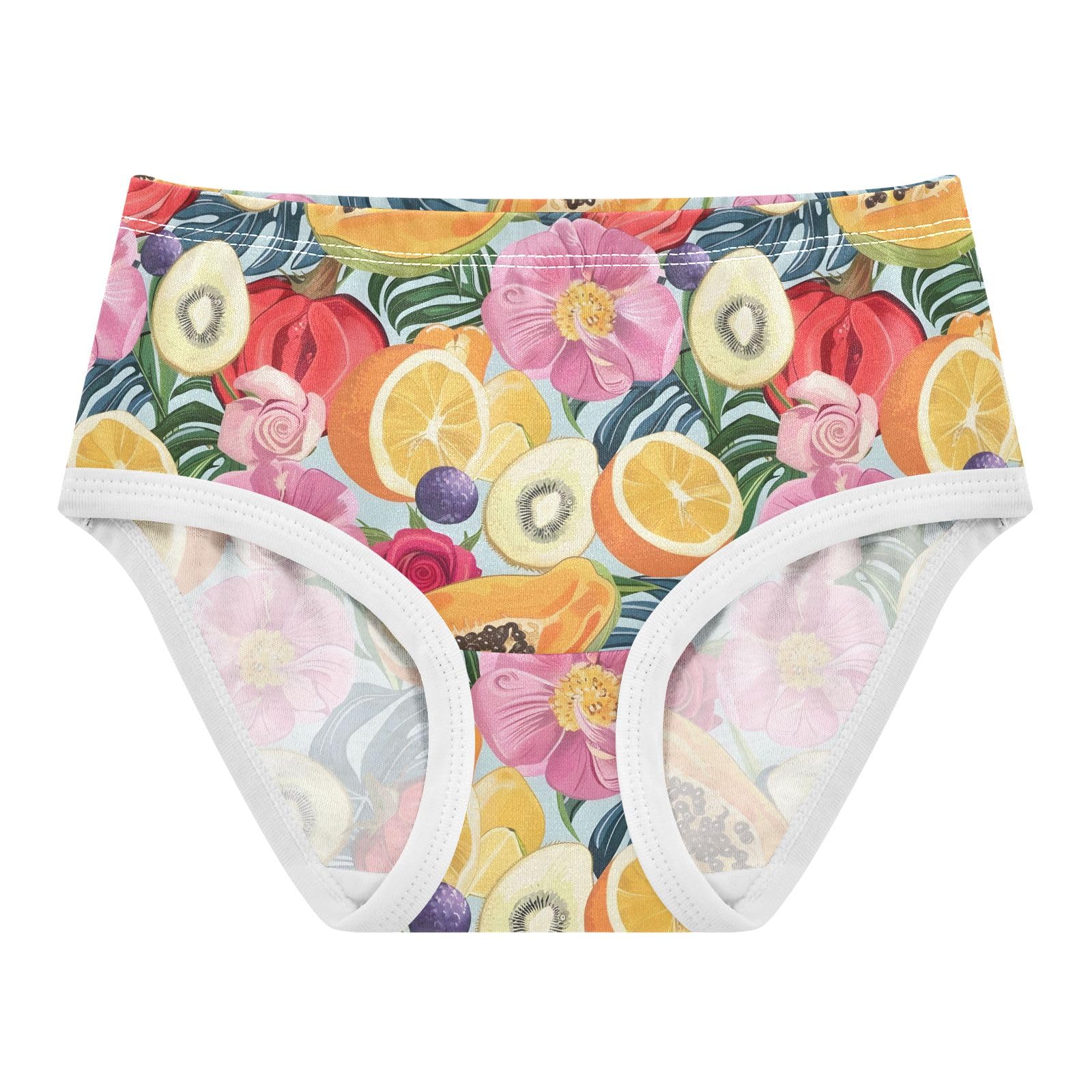 ALAZA Toddler Girls Cotton Hipster Underwear Soft Pawpaw Fruits Flower 2 Pack 2T