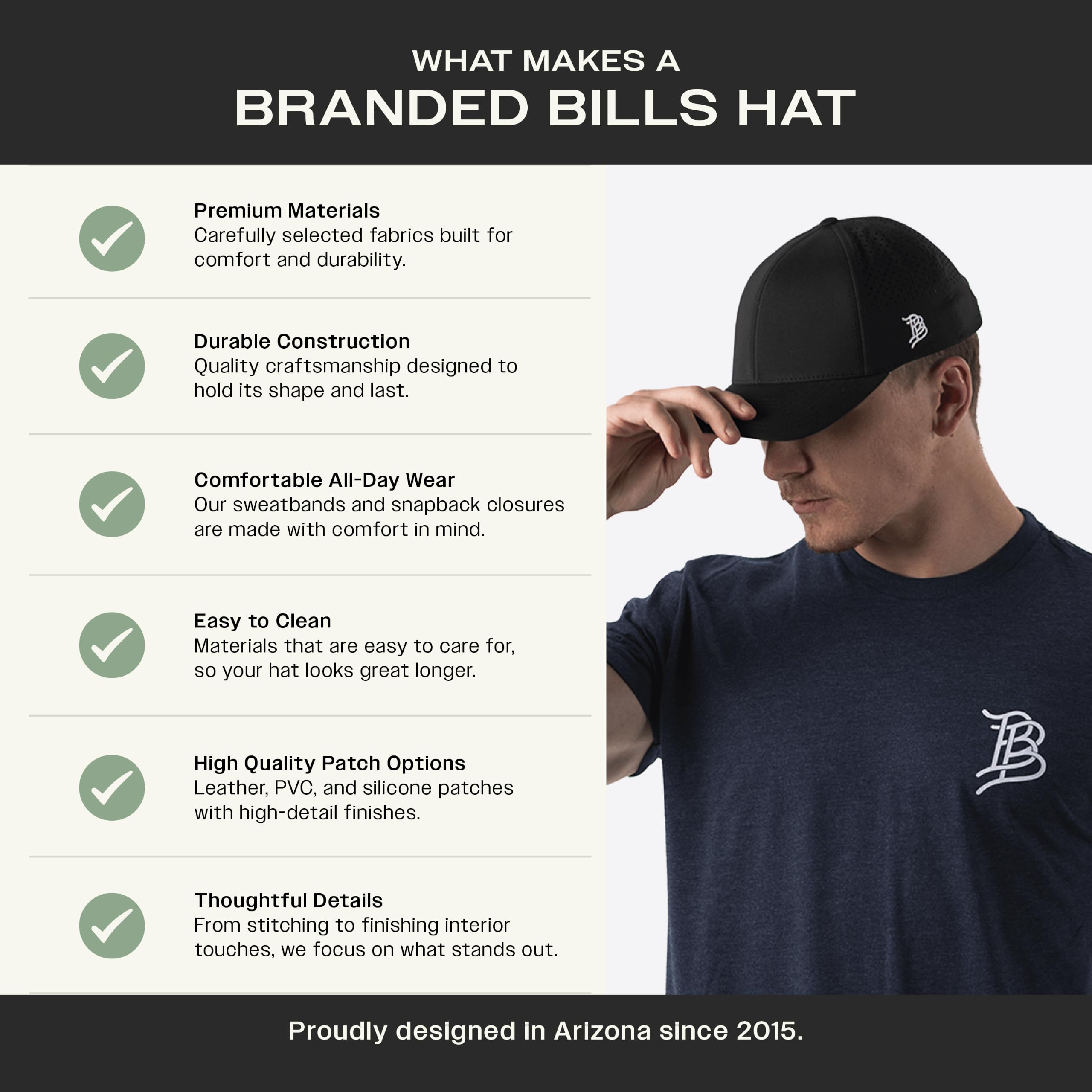 Branded Bills Gorra Bare Performance, con banda para el sudor Flexfit, cierre a presión ajustable, elástico cómodo, secado rápido, repelente al agua
