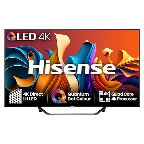 Hisense 65 Inch 4K QLED Smart TV 65A7NQTUK - Quantum Dot Colour, 4K AI Processor, Dolby Vision Atmos, Smooth Motion, Sports Mode, Vidaa OS with Freely, Youtube, Netflix and Disney+ (2024 Model) - 65 inches - 4k UHD QLED - 2024 - TV only