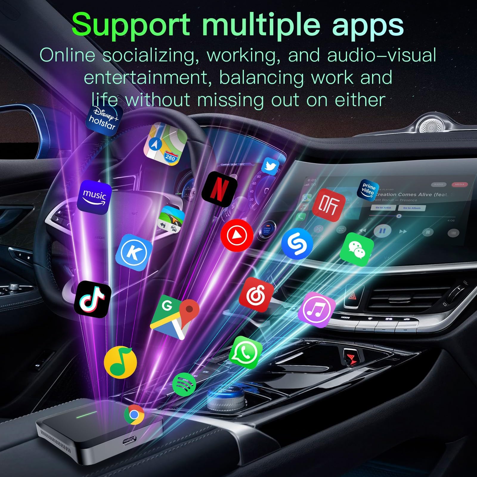 ZYWUOY Wireless per Carplay per Android Adattatore Auto, AI Box per Auto Wired, 4GB+32GB per Android 13