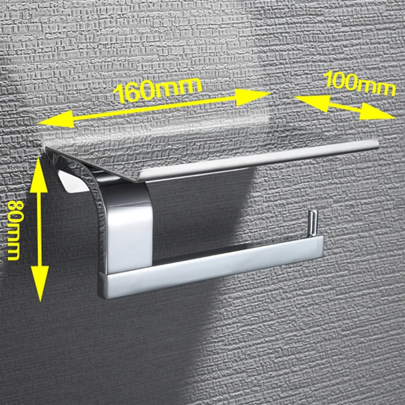 Stały uchwyt na papier toaletowy, Toilet Paper Holder With Shelf Wall Mount Stainless Steel Multicolor(Chrome Polish)
