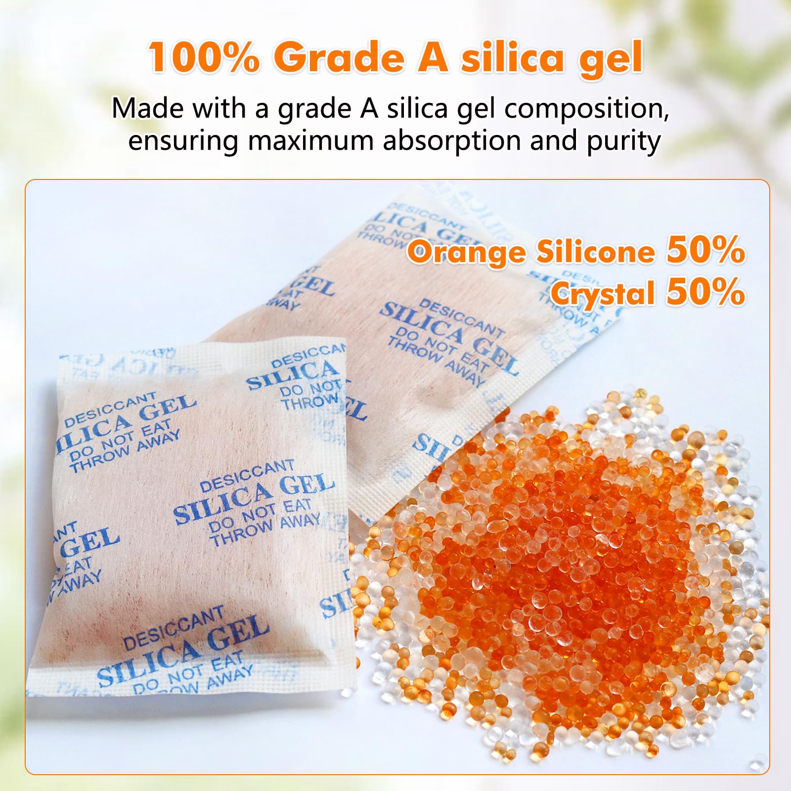 Gigmeta 20 g x 20 Pcs Bolsas de Gel de Sílice Deshumidificadoras con Indicador Naranja/Verde