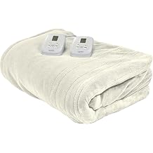Therapedic Heated Blanket Plug-in Electric Bed Warmer with Dual Controllers, 10 Heat Settings, Adjustable Timer, Machine Washable, ETL Certified Auto Shut-Off Queen 100x90, Ivory
