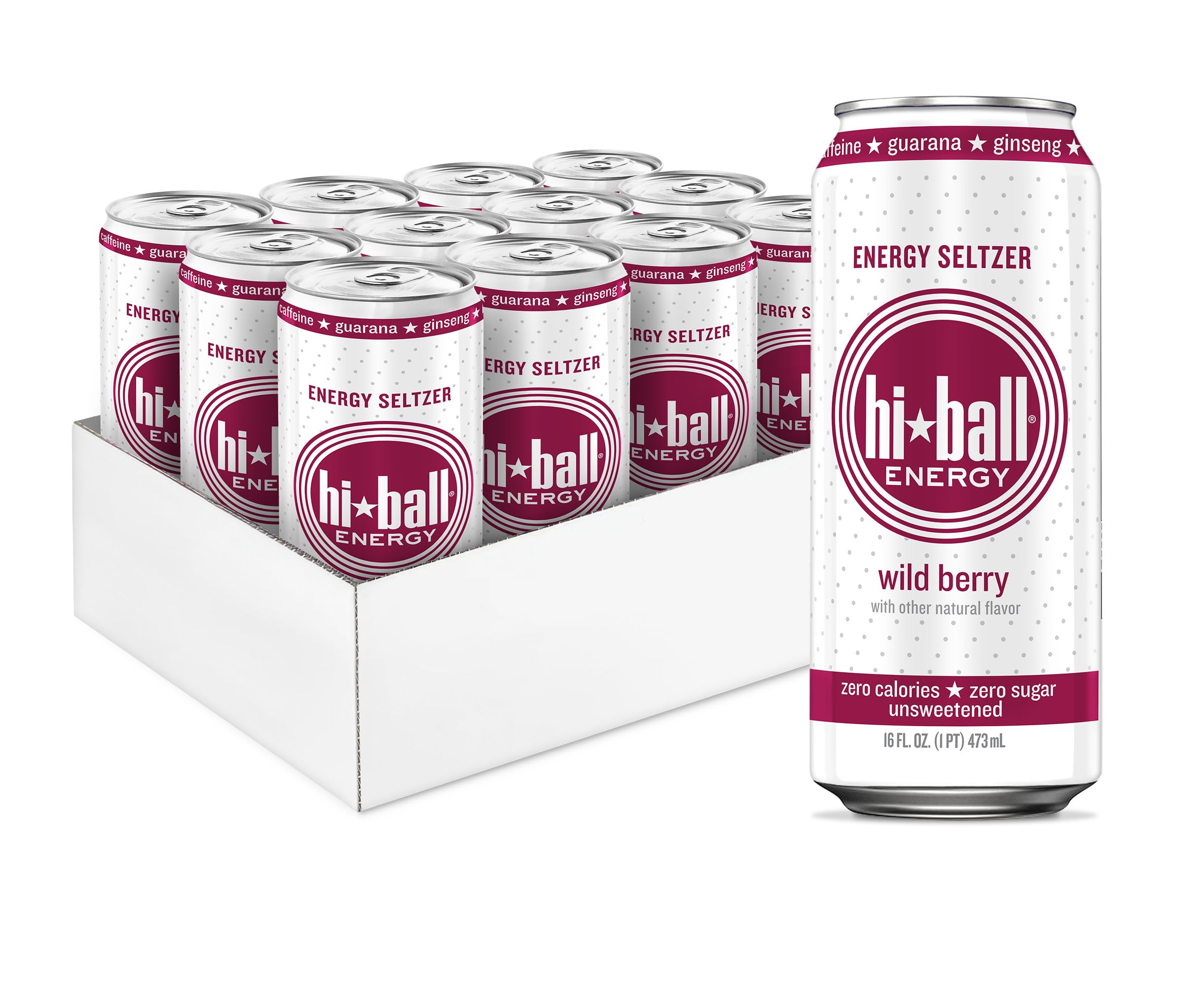 Sponsored Ad - Hiball Clean Energy Drink - Wild Berry - Zero Sugar, Zero Calorie Sparkling Water with 160mg Organic Caffeine, 50mg Organic Ginseng, 50mg Organic Guarana and B Vitamins - 16 fl oz (8-Pack)