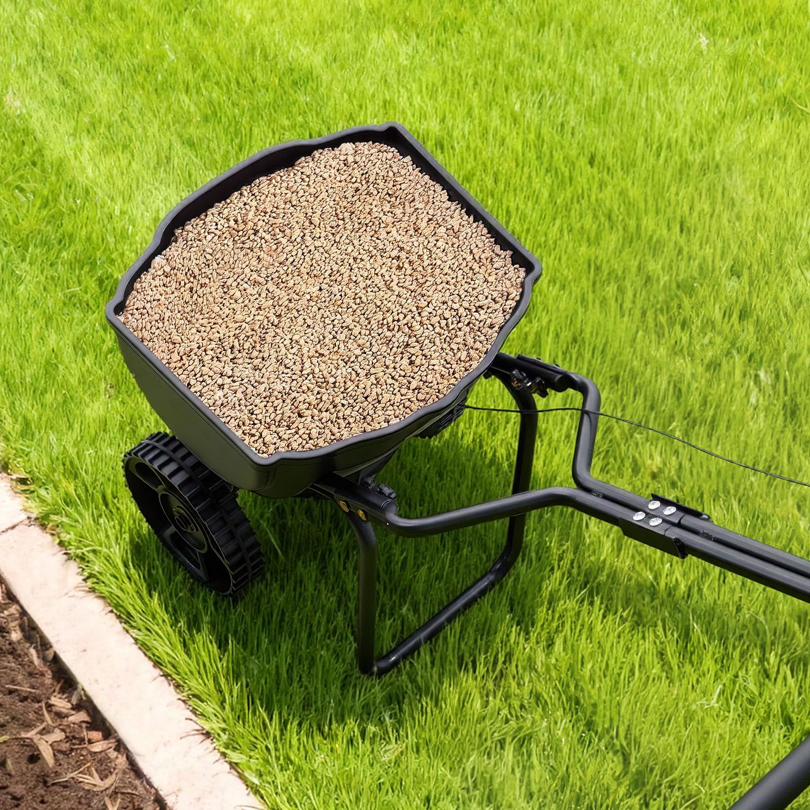 VEVOR Épandeur Engrais Capacité 6,8 kg Épandeur à Semence Largeur Épandage 0-3 m Semoir à Pousser pour Graines, Sel de Déneigement, Semer Jardinage, Pelouse, Gazon, Débit Réglable, avec Roues 25,4 cm
