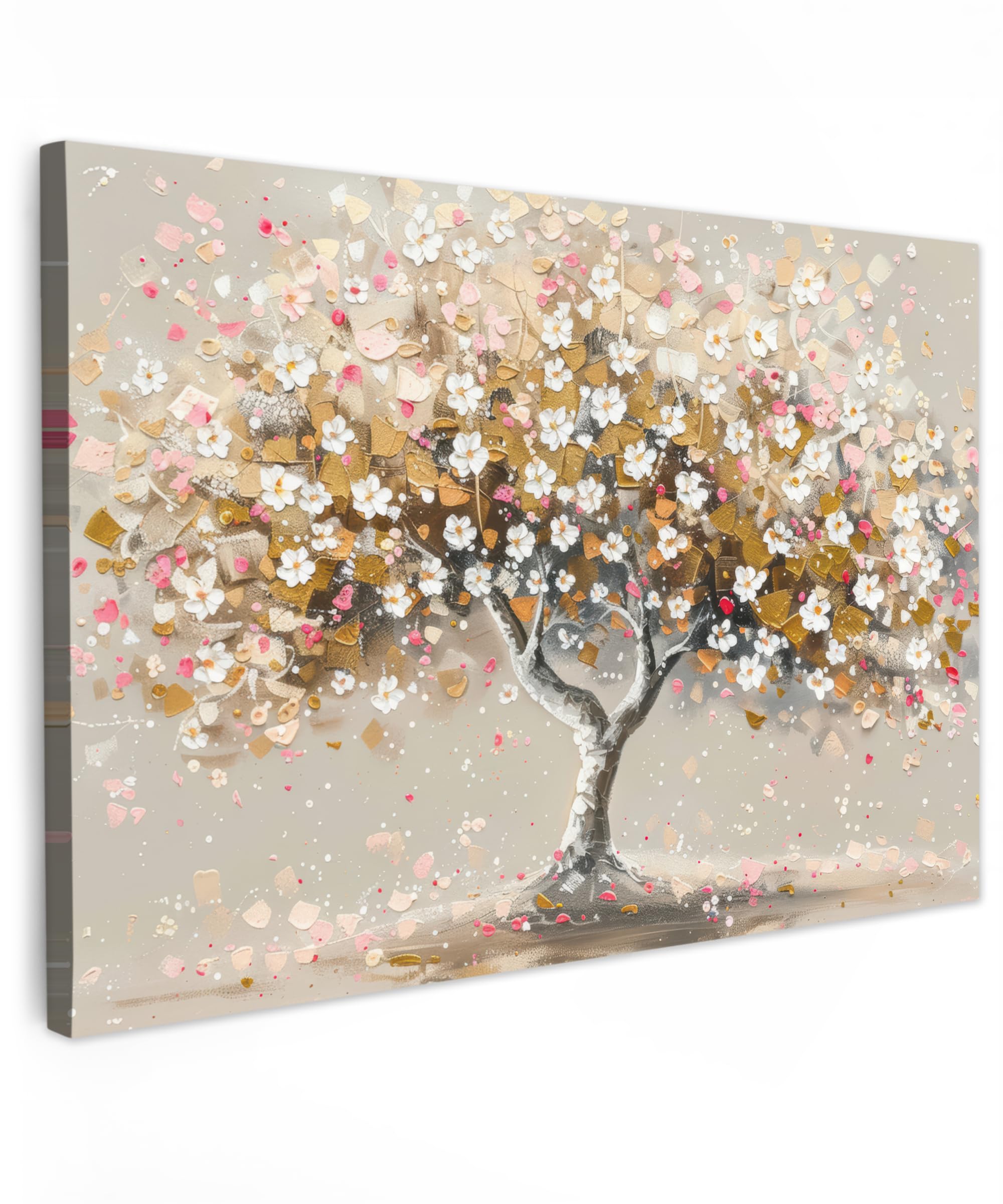 MuchoWow© Cuadros Decoracion Salon Modernos 120x80 cm para Dormitorios Cuadro Decorativos de Salon Lienzos Decorativo Pared Comedor Decoracion Pasillo Flores - Rosa - Arte - Árbol de la Vida