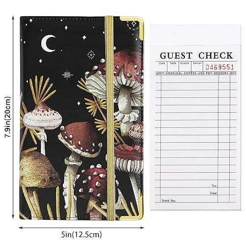 Miniatura 6 de Bienbee Libro de mesera, libro para camarera, libro para camarera, libro de camarera con bolsillo con cremallera, libro de servir, bloc de notas,