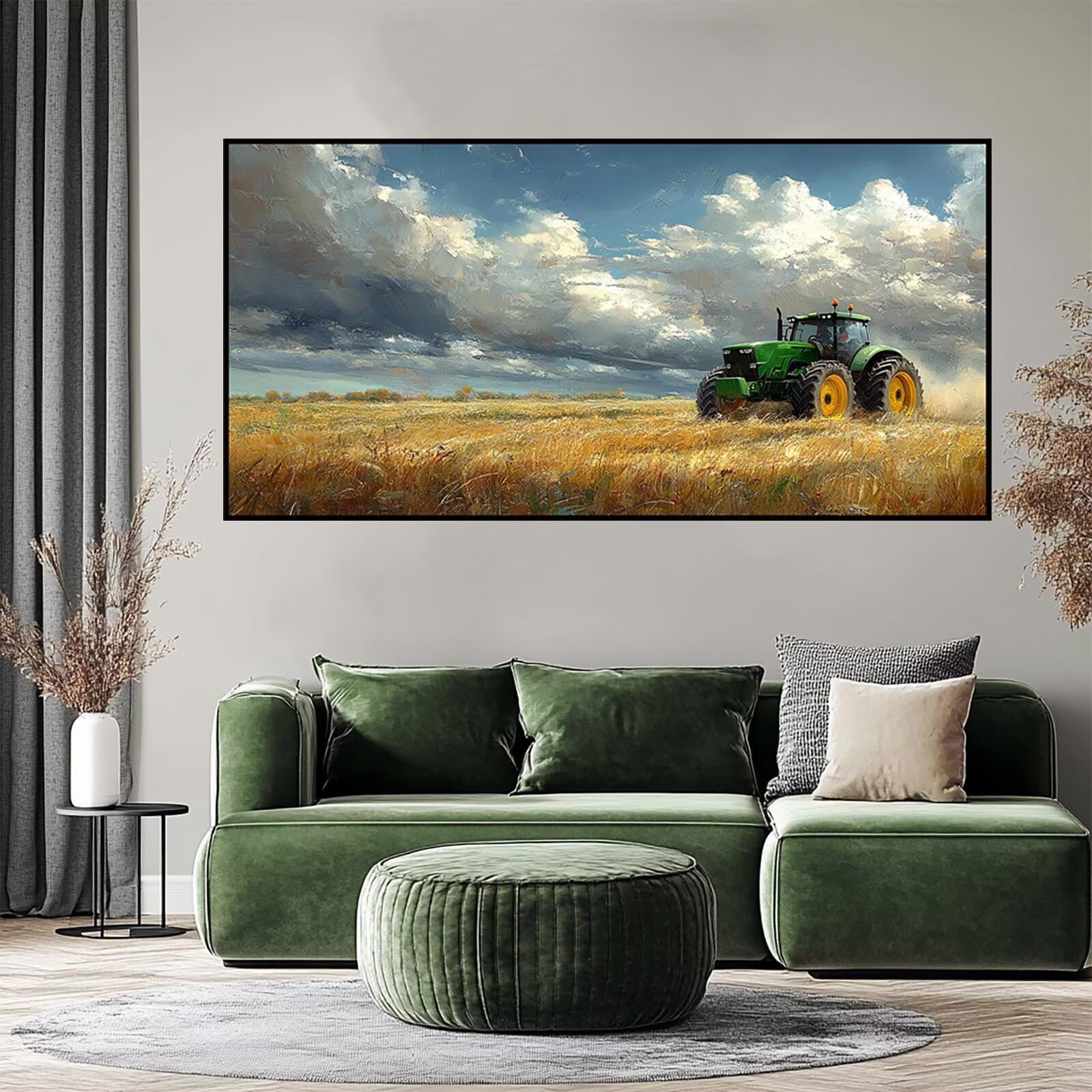Ciągnik diamentowy obraz dla dorosłych 200 x 100 cm, 5D DIY diamentowe pole pszenicy, zestaw do rysowania diamentowego ściegu krzyżykowego dla dorosłych, diamentowe malowanie na ścianę sztuka ścienna