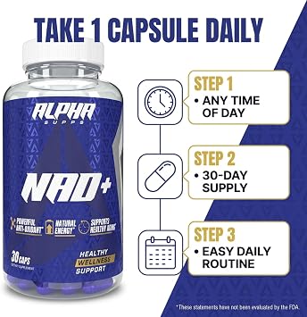 Alpha Supps NAD+ Resveratrol - NMN & NMNH Supplement Alternative - Advanced NAD Plus Antioxidant Formula - Supports Cellular Vitality, Healthy Aging, Energy & Longevity - Ideal for Men & Women