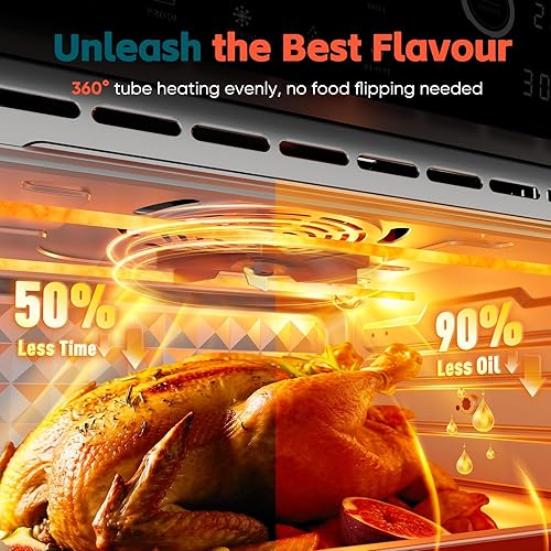 Miniatura 5 de Freidora de aire extra grande de 32 cuartos de galón, combo de freidora de aire para horno tostador, circulación de aire caliente de 360 para