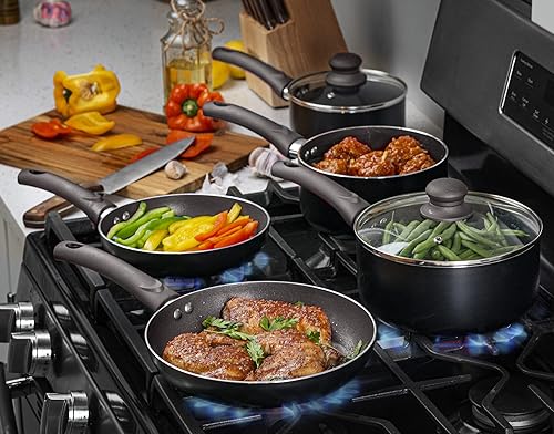 Miniatura 10 de AHEIM Juego de ollas y sartenes, juego de utensilios de cocina antiadherentes de aluminio, sartenes, cacerola con tapa, sartén para salsa y