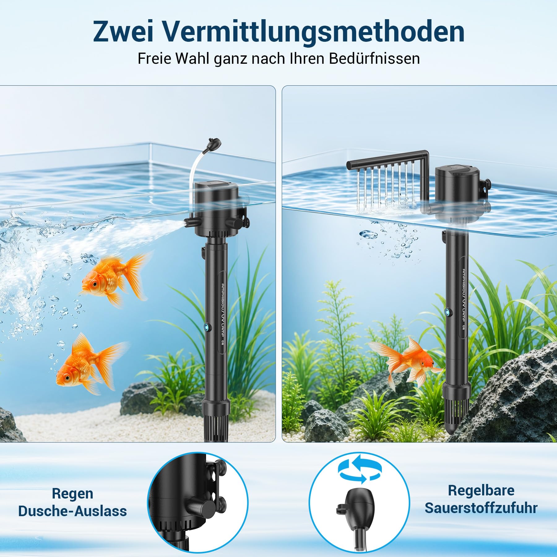 Filtro interior para acuario con esterilizador UVC y temporizador, bomba de filtro 5 en 1 para depósito de peces de 60 – 130 L, lámpara de 8 W, antialgas U-V clarificador para peces de agua