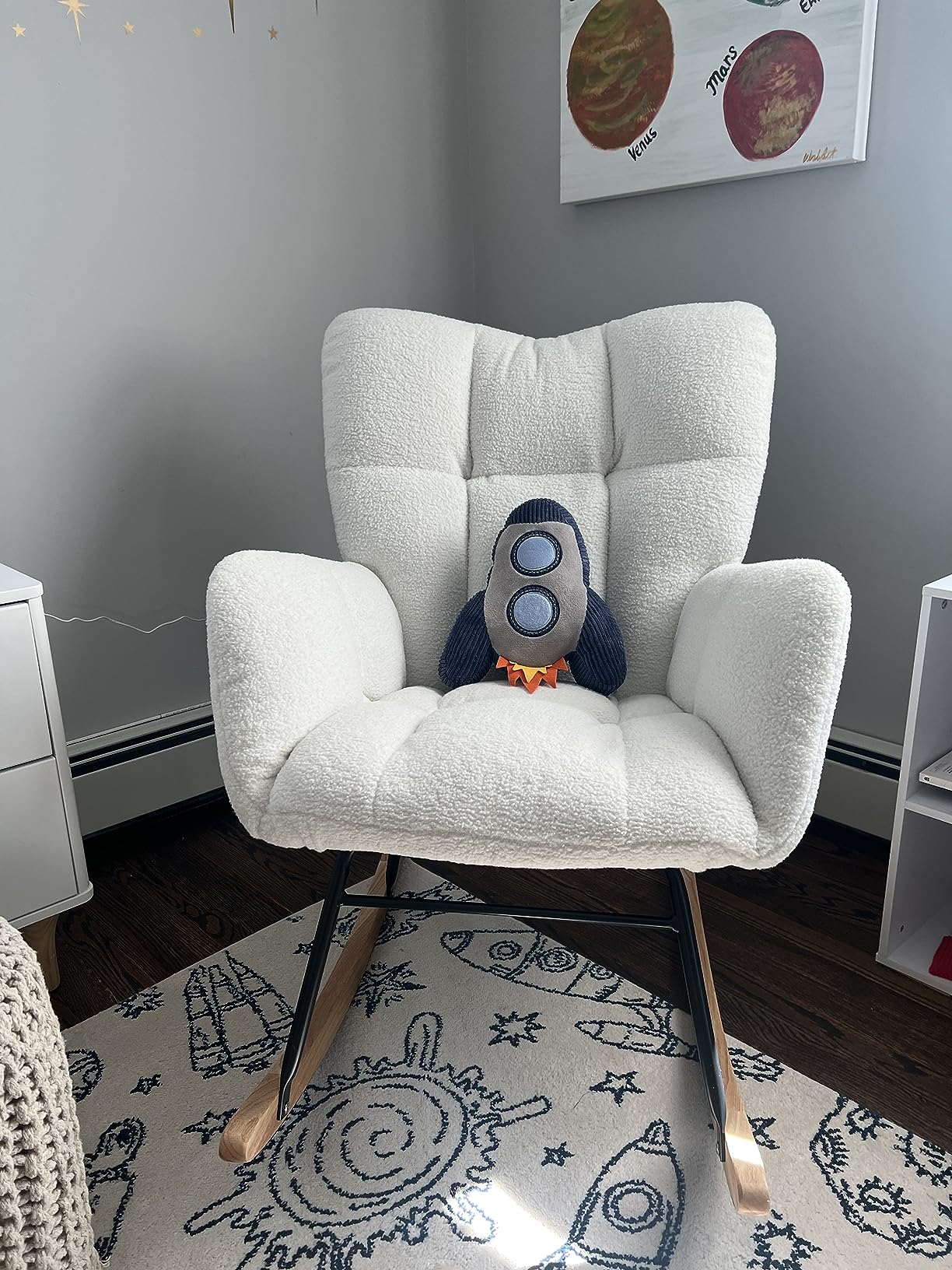 $33/mo - Finance NIOIIKIT Nursery Rocking Chair Teddy Upholstered ...
