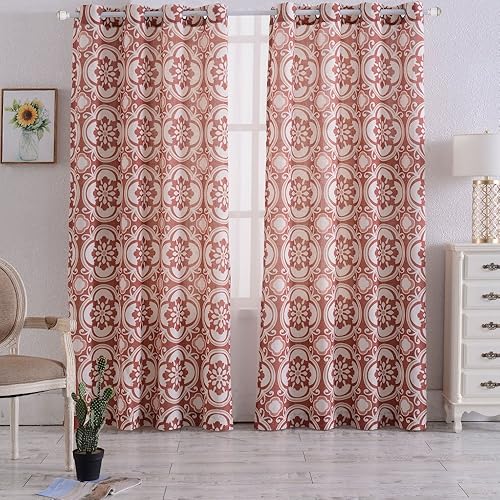 Damask Red Curtain Panels Amazon Com