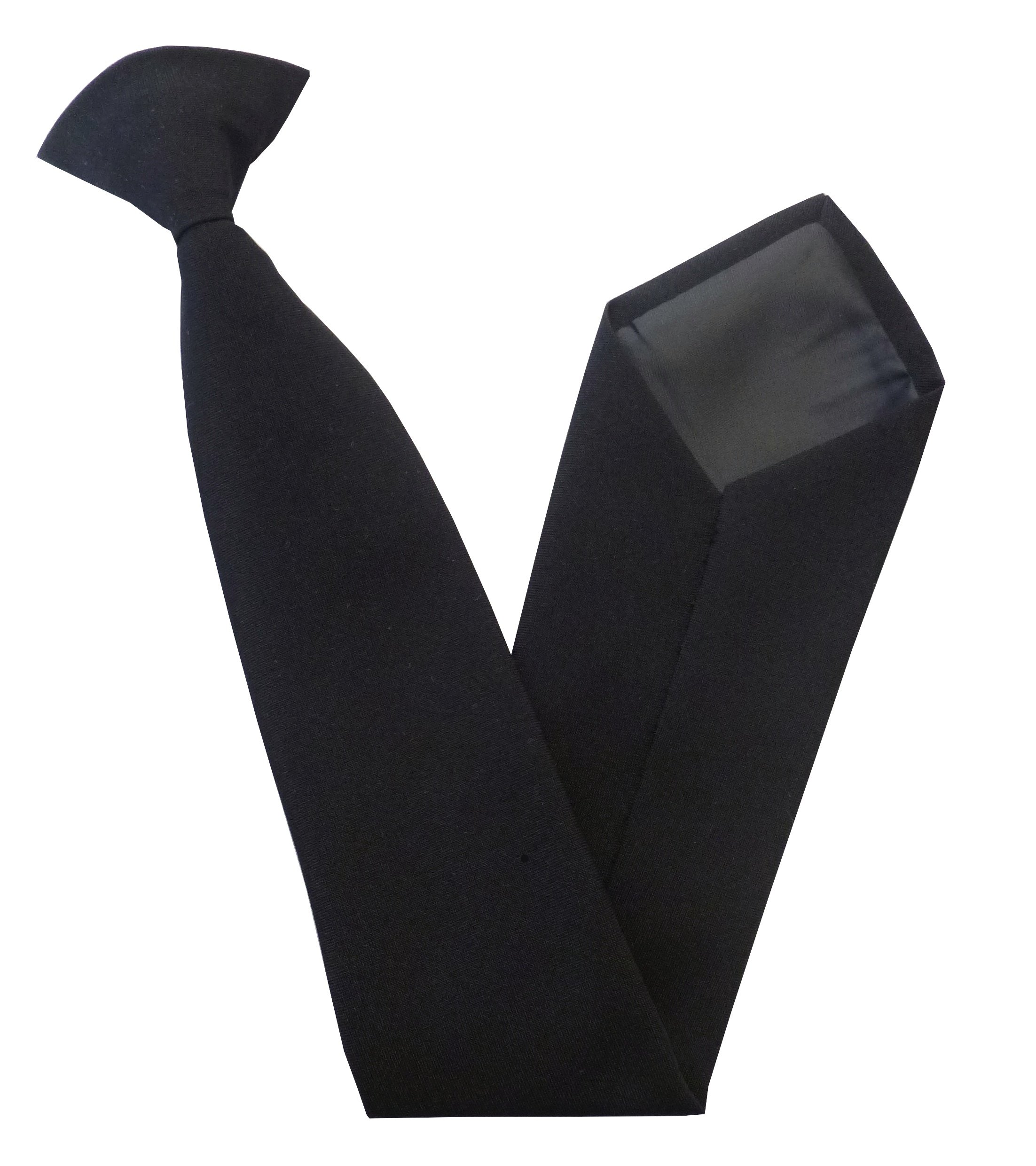 Great British Tie Club Men's Black Plain Clip On Tie