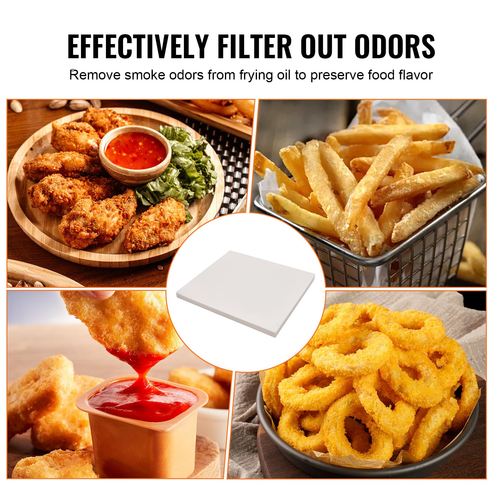 VEVOR Carta da Filtro per Friggitrice, 100 Fogli, 19,3" x 16,1", Fogli Filtranti di Ricambio per Friggitrice, Filtro per Macchina Filtrante per Friggitrice Commerciale 18L/38L, Ristorante, Fast Food
