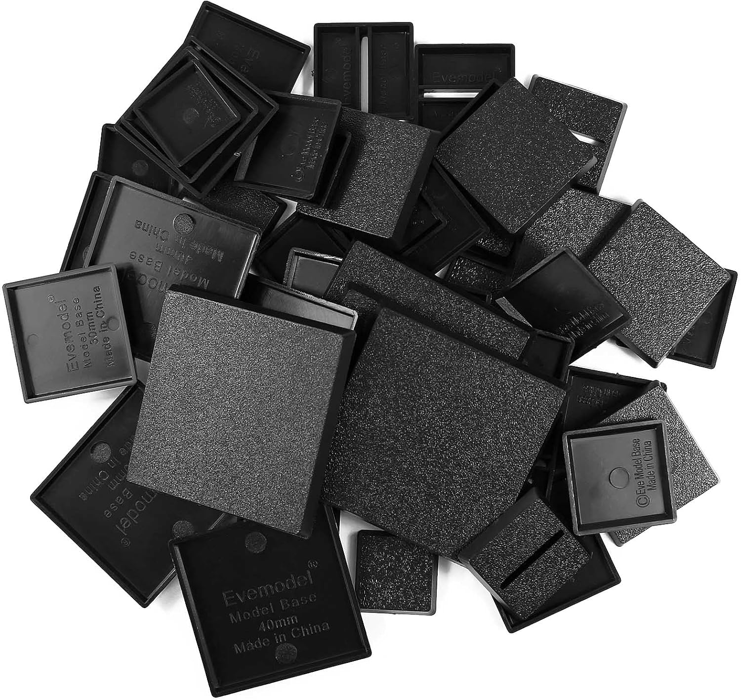 Evemodel Mixed Different Sizes Square Rectangle Bases for Wargames Tabletop (50pcs-Square Bases)