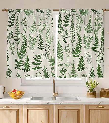 Miniatura 41 de Cortinas de Cocina (2 Piezas) Sobre el Fregadero para Ventana de Baño Café Sótano Cortinas para Cocina Granja Cortina Corta Mini Flor Abeja Verano