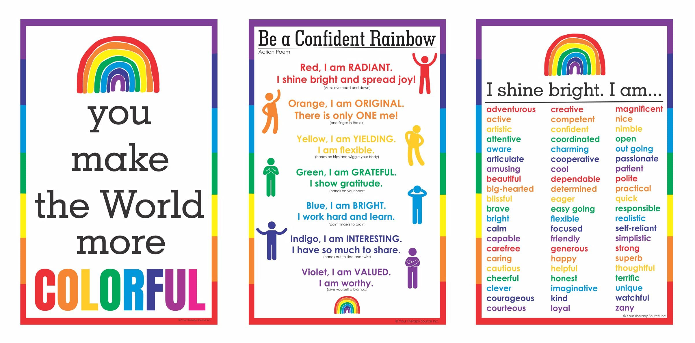 Your Therapy SourceGrowth Mindset Posters for Classroom - Rainbows, Positive Mindset, Strength Based Teaching