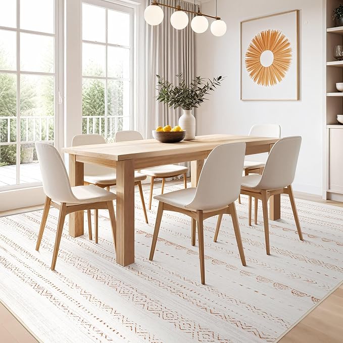 Tapete Nakagishi 5x7 Boho Lavable Antideslizante Beige Marrón miniatura 7