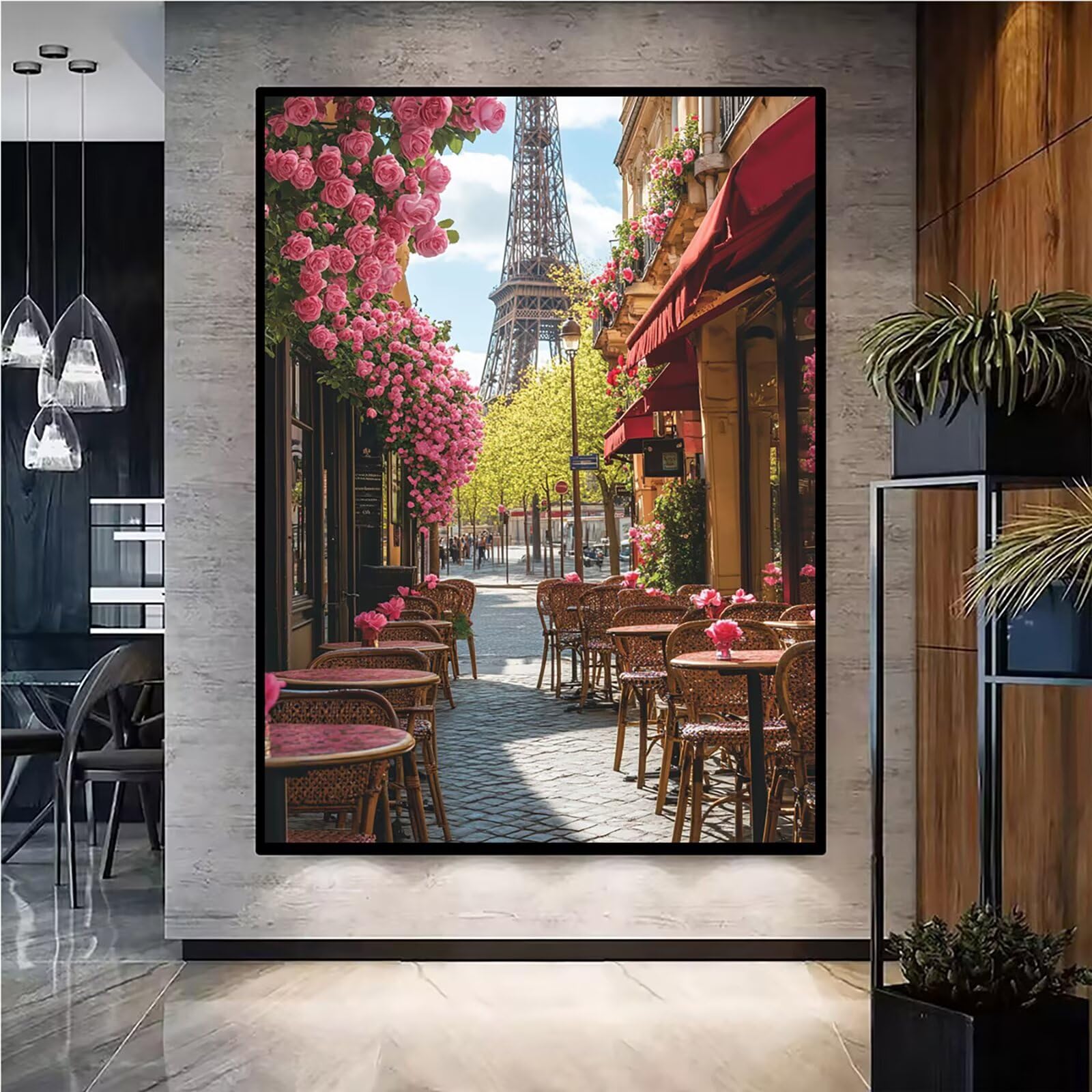 Diamond Painting Kit Completo, Diamond Painting Città, 5D Pittura Diamante Kit Manualidades Adultos DIY Diamantini Crystal Art Disegni Ricamo a Punto Croce Artigianale, 60x90cm Torre Di Ferro j0-102