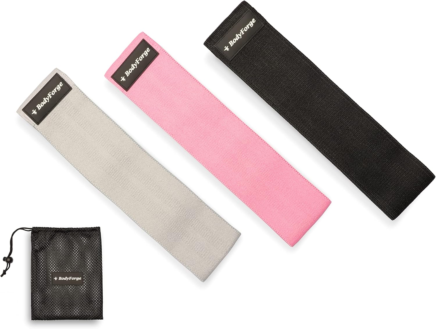 BodyForge Yoga Mat Thick Exercise Mat Thick Non-Slip Extra Thick High-Density Pilates (Blue/Light Blue) & Resistance Bands for Women Men for Legs Working Out Hip Thigh Glute, Set of 3 with Carry Bag