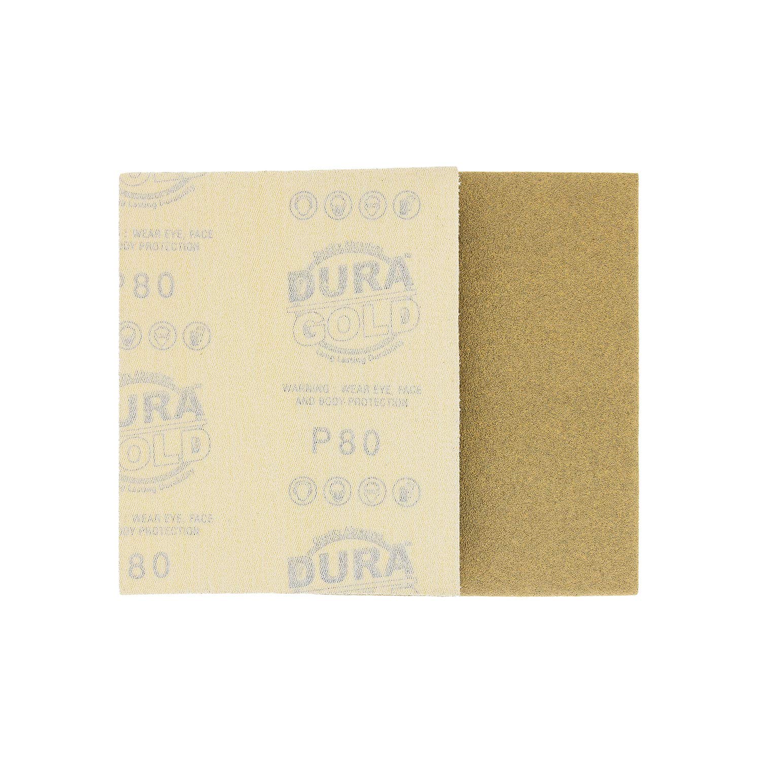 DuraGold Schleifpapier – Körnung 80, 20 Blatt, 11,4 X 27,9 Cm, Klettrücken