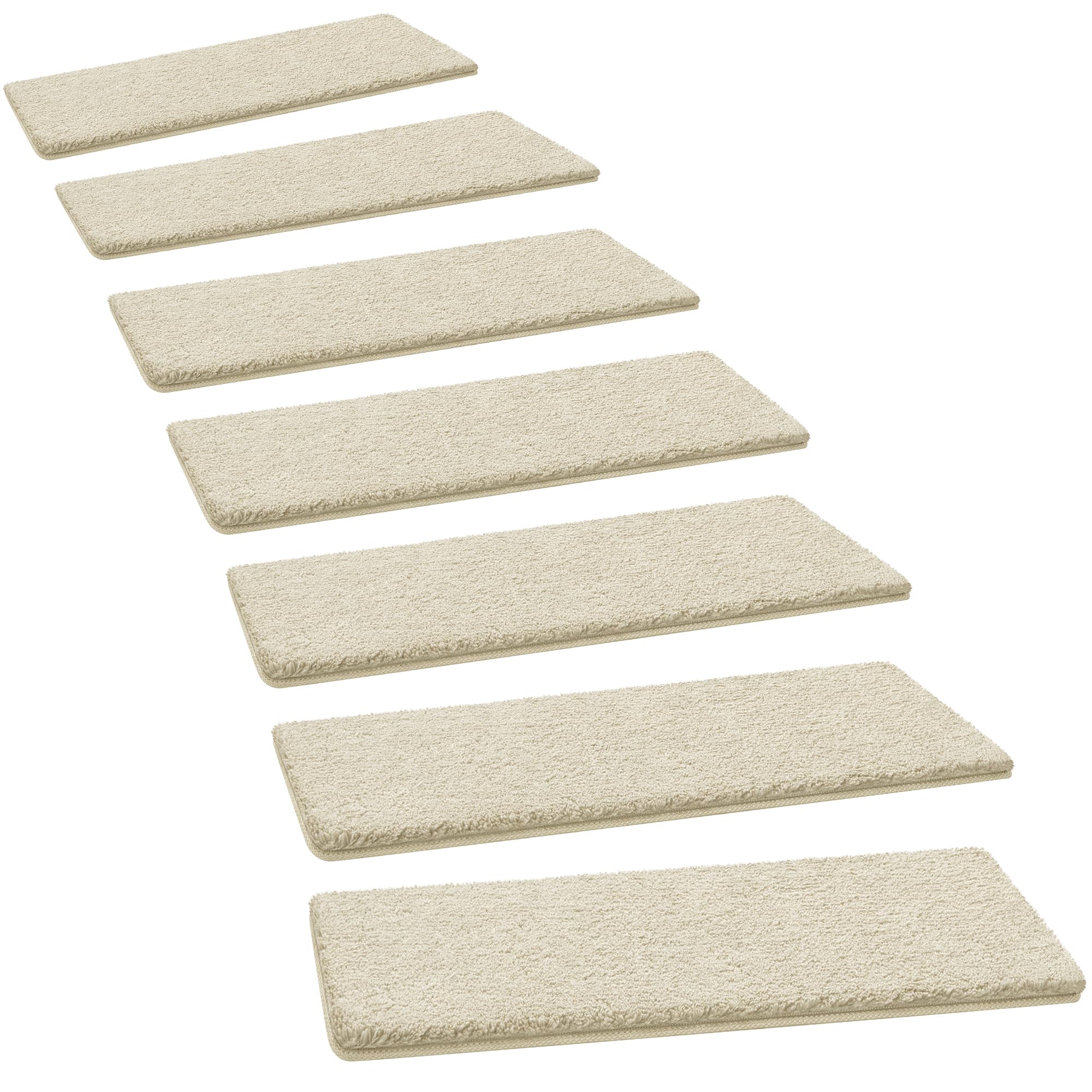 PURE ERA Carpet Stair Treads Ultra Plush Soft Indoor Stair Protectors Pet-Friendly Non-Slip Skid Resistant Tape Free Washable Reusable(14 Pieces,Beige