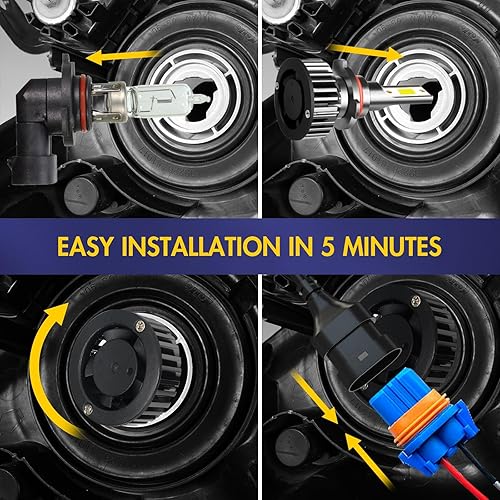 Miniatura 6 de WVKVII Compatible con bombillas LED Toyota RAV4 2016 2017 2018 2019 9012HIR2 de haz alto y bajo y luces antiniebla LED H16, 6000K blanco frío 600%