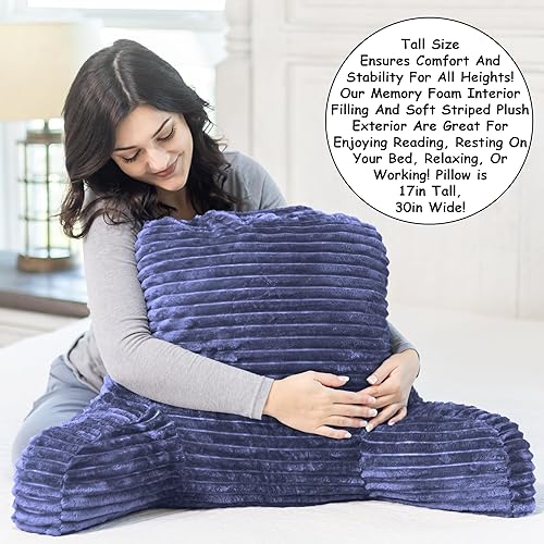 Miniatura 6 de Homie Almohada de lectura con luz de lectura y soporte de muñeca, tiene reposabrazos y soporte de espalda para descansar en cama, descansar, leer,