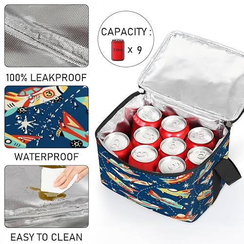 Miniatura 5 de QsirBC Rocket - Bolsa de almuerzo aislada para mujer, reutilizable, bolsa cuadrada de comida para adultos y hombres, lonchera más fresca para