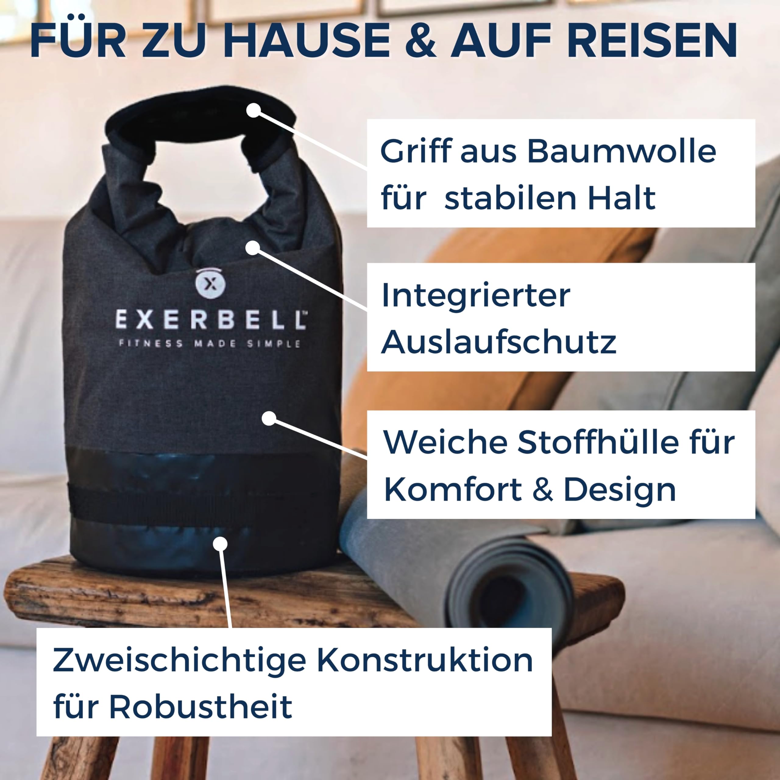 Kettlebell verstellbar 2-14kg – Faltbare Wasser Sandsack Training Tasche – Soft Gewichtssack für Home-Gym Reise HIIT – Auslaufschutz Kettelball mit Skala – Funktionelles Fitness Equipment