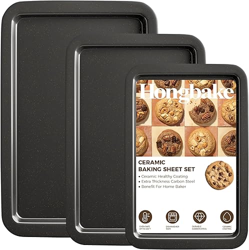 HONGBAKE Hojas de galletas antiadherentes, bandeja para hornear para horno con agarre más amplio, bandeja para rollos de gelatina de 15 x 10, HONGBAKE Hojas de galletas antiadherentes, bandeja para hornear para horno con agarre más amplio, bandeja para rollos de gelatina de 15 x 10,