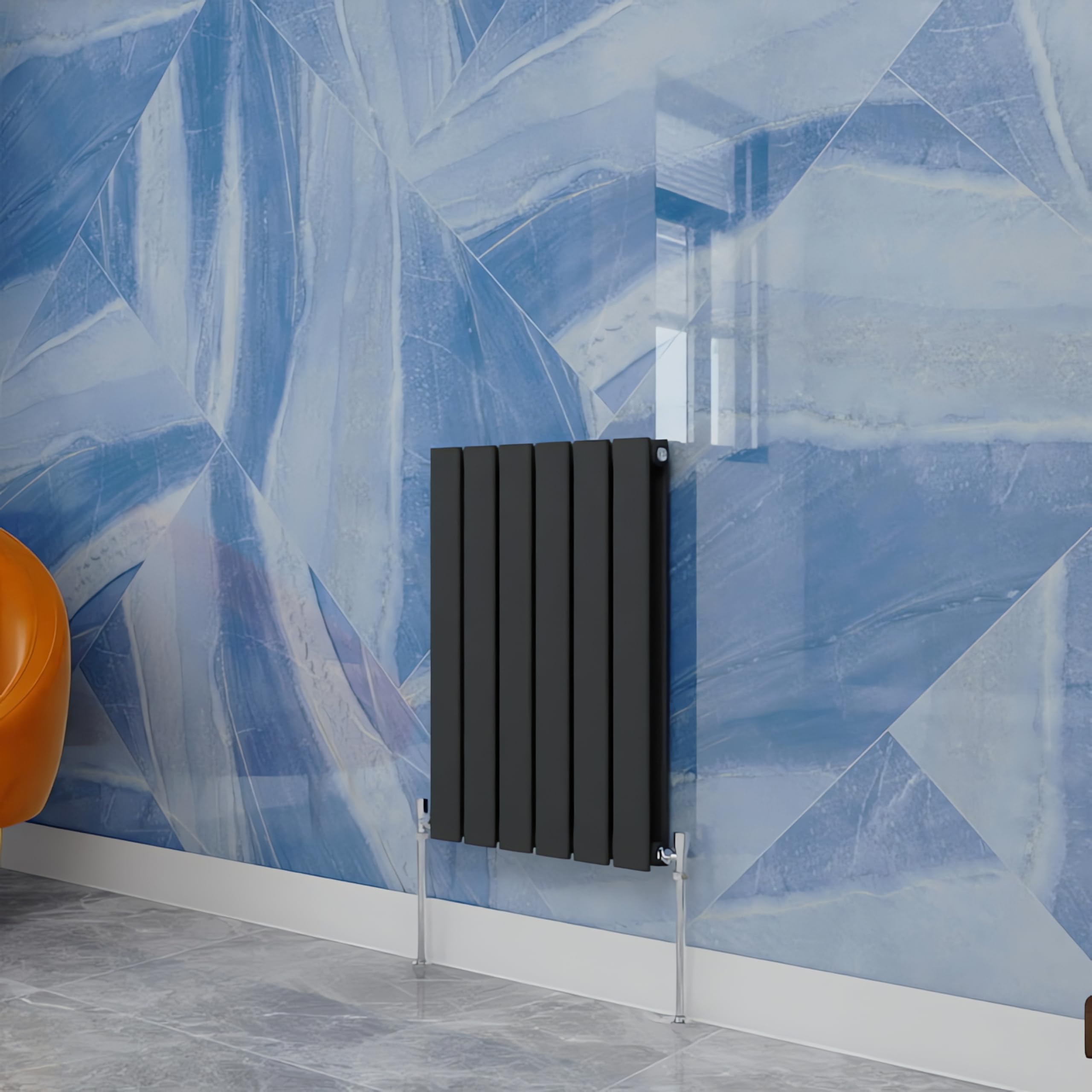 Central Heating Radiator,600x408mm Anthracite Horizontal Flat Double Panel Column Energy-efficient for Morden Multi-Scene