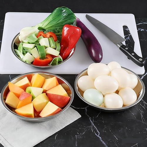 Miniatura 4 de Zopnny Paquete de 6 platos llanos de acero inoxidable, platos redondos de cocina de 7.6 pulgadas, platos de servir de campamento inoxidables para