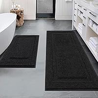 Vista 37 de SHACOS Juego de 2 alfombras de baño suaves y esponjosas de color blanco de 16 x 24 + 20 x 32 pulgadas, alfombras de baño antideslizantes y lavables