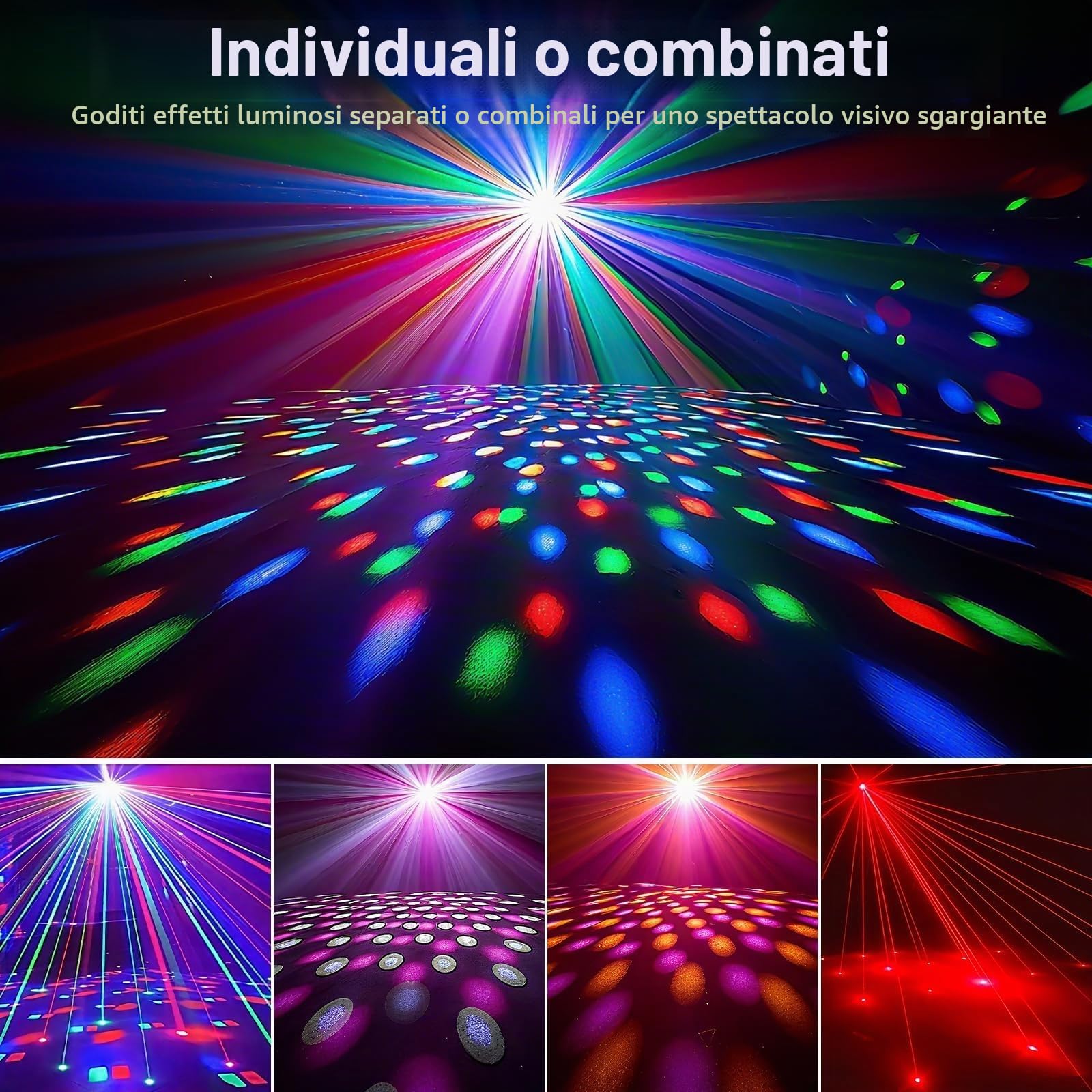 Luci Dj 6-in-1 con 70" Treppiede, Luci Discoteca a ritmo di musica, Luci da discoteca con Effetto Stroboscopico, Luce da Disco Ball con Telecomando per Festa, Matrimonio, famiglia, Natale e Halloween