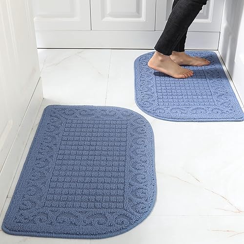 Miniatura 8 de Tapetes de cocina antifatiga hechos de 100 % polipropileno, semirredondos, antideslizantes, lavables a máquina, 2 piezas